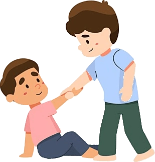 طفل يساعد صديقًا على النهوض